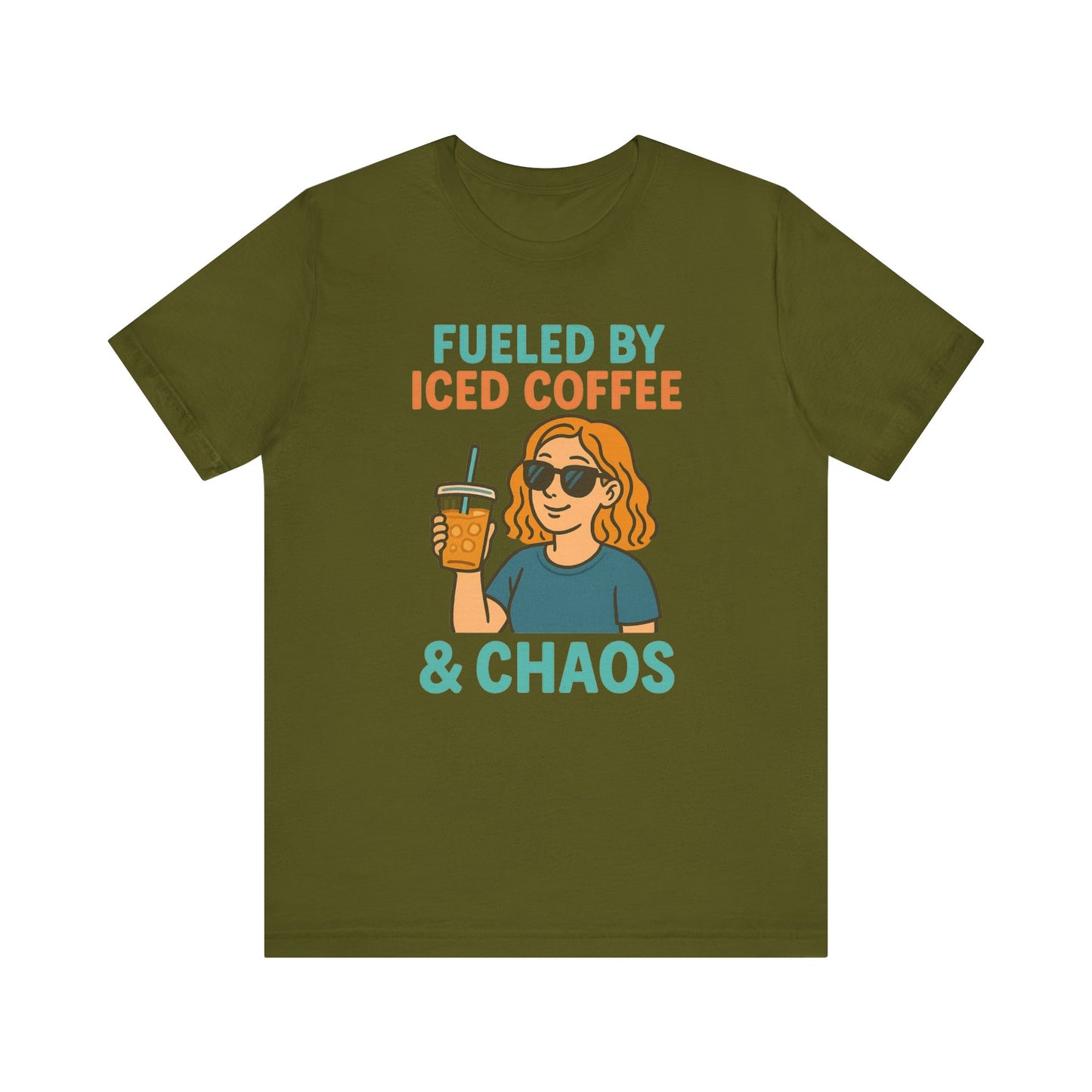 Fueled by Iced Coffee Unisex Tee, Summer Vibe Shirt, Coffee Lover Gift, Casual Wear, Gift for Friends, Funny Graphic Tee
