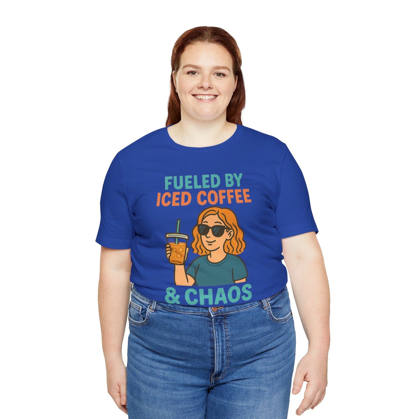 Fueled by Iced Coffee Unisex Tee, Summer Vibe Shirt, Coffee Lover Gift, Casual Wear, Gift for Friends, Funny Graphic Tee