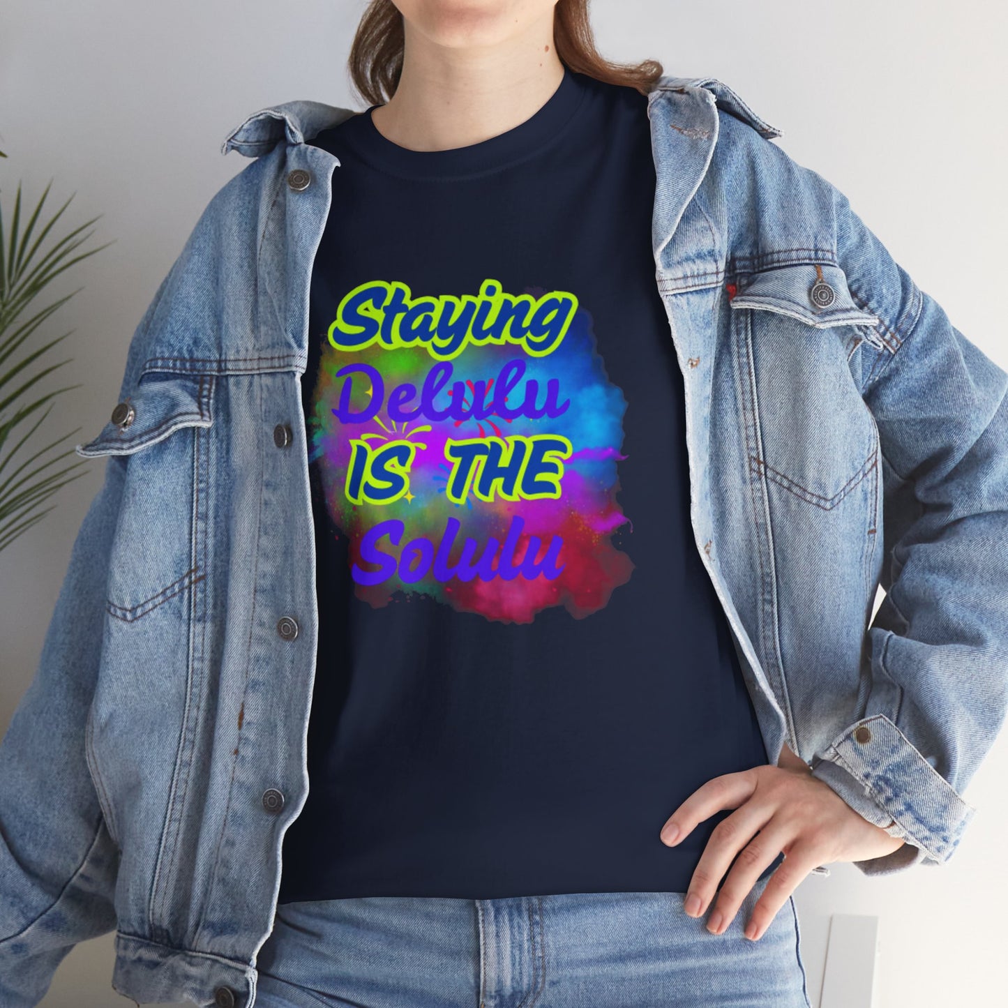 Colorful Staying Delulu Unisex Heavy Cotton Tee - Fun and Relaxed Vibe