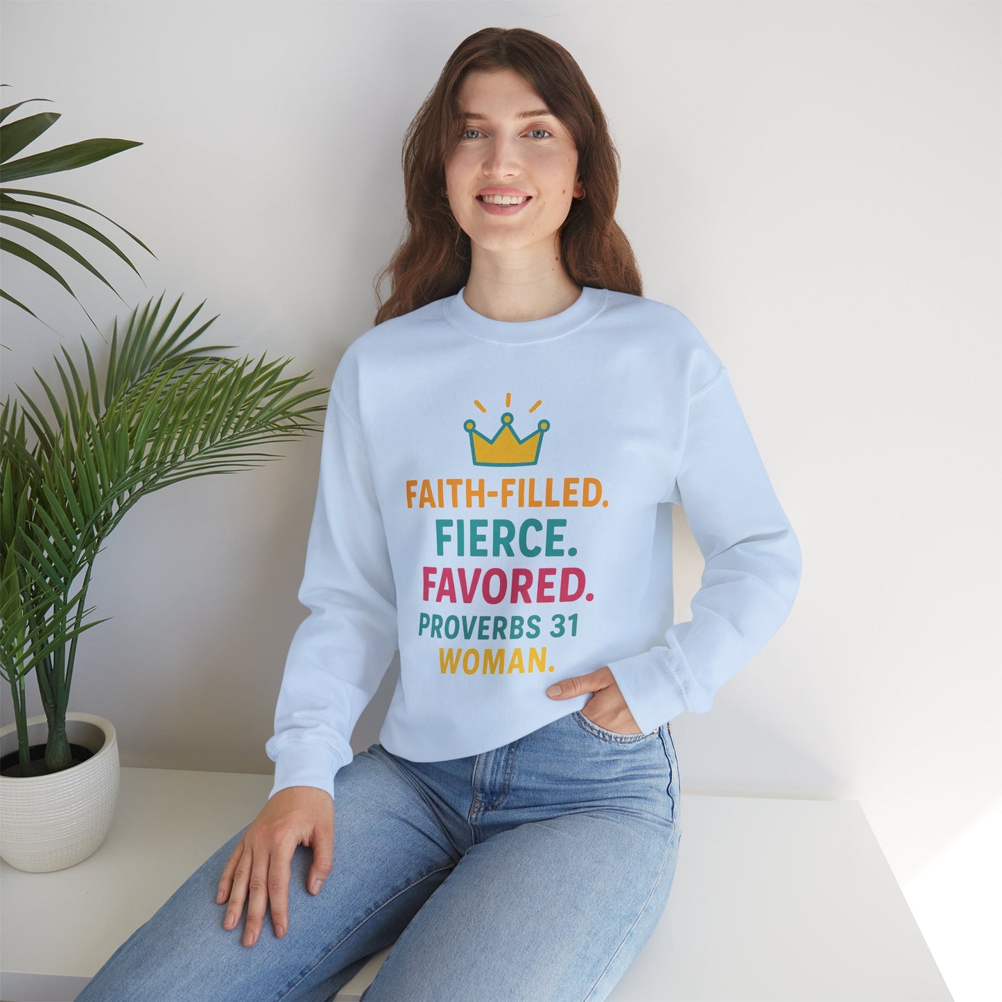 Faith-Filled Proverbs 31 Woman Sweatshirt, Inspirational Crewneck, Motivational Apparel, Christian Gift, Faith-Based Clothing