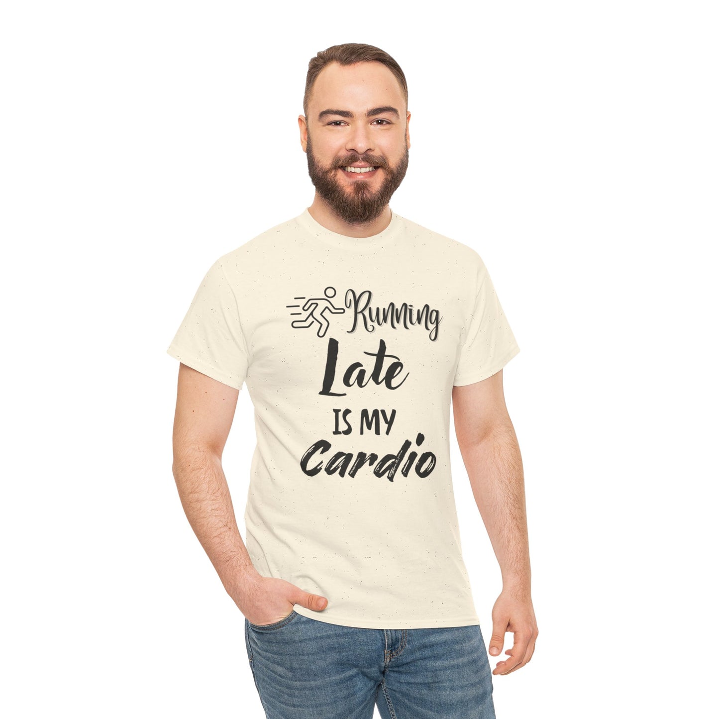 Running Late Is My Cardio Unisex Heavy Cotton Tee -Men
