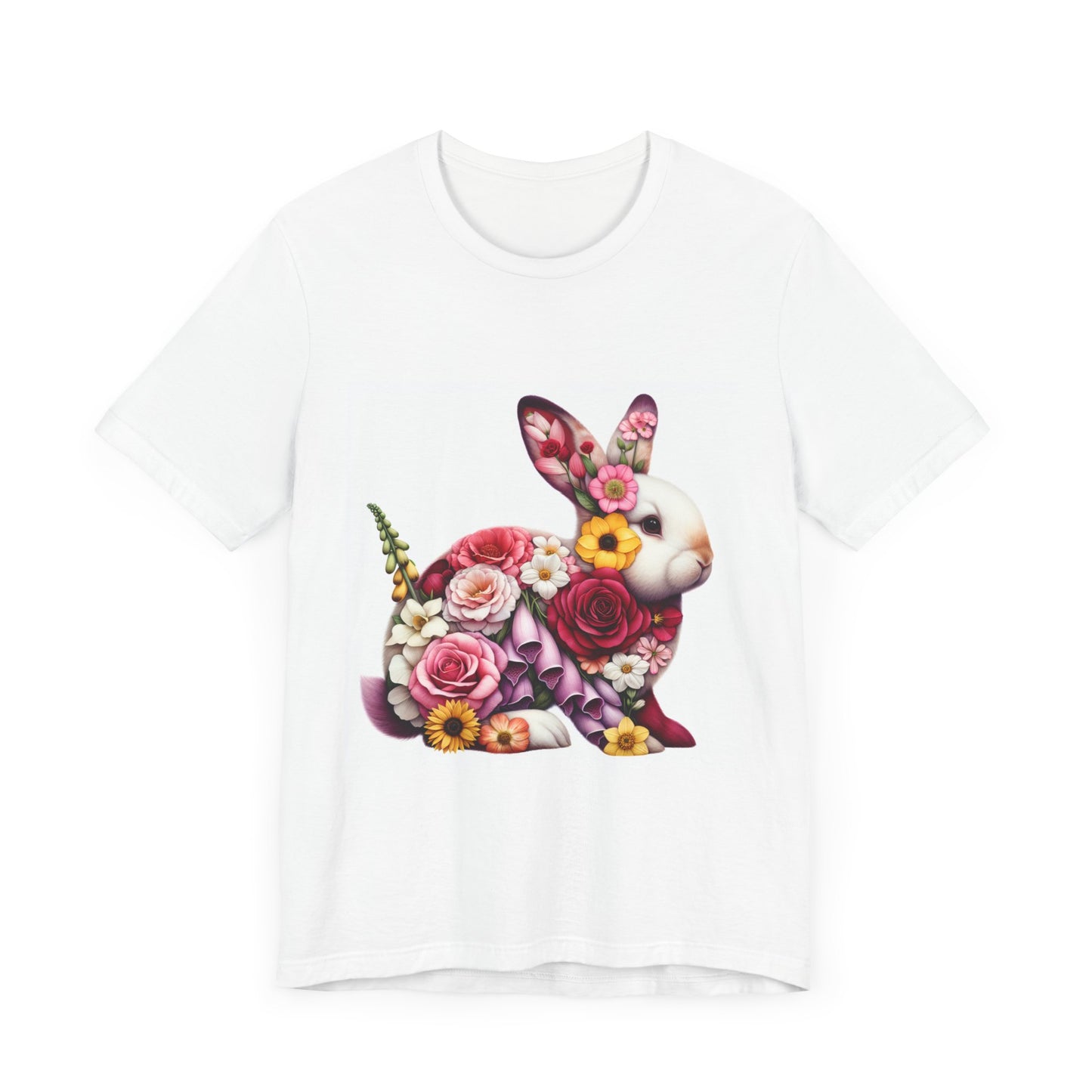 Floral Bunny Unisex T-Shirt, Spring Outfit, Easter Gift, Nature Lover Shirt, Cute Animal Tee, Vintage Floral Graphic Tee