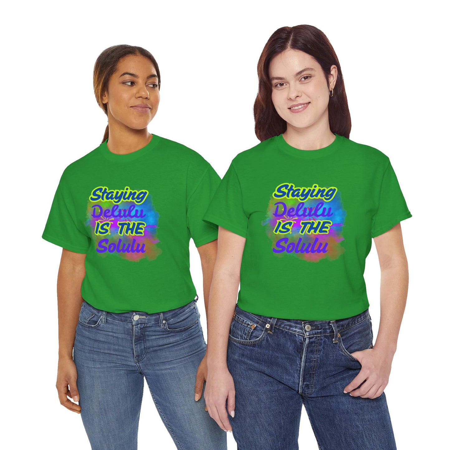 Colorful Staying Delulu Unisex Heavy Cotton Tee - Fun and Relaxed Vibe