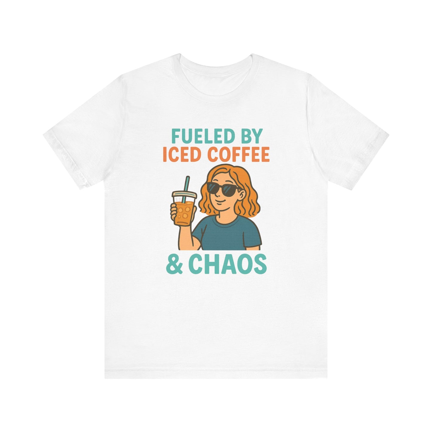 Fueled by Iced Coffee Unisex Tee, Summer Vibe Shirt, Coffee Lover Gift, Casual Wear, Gift for Friends, Funny Graphic Tee