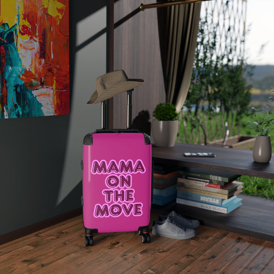 Pink Stylish Travel Suitcase - 'Mama On The Move'  Luggage for Moms on the Go