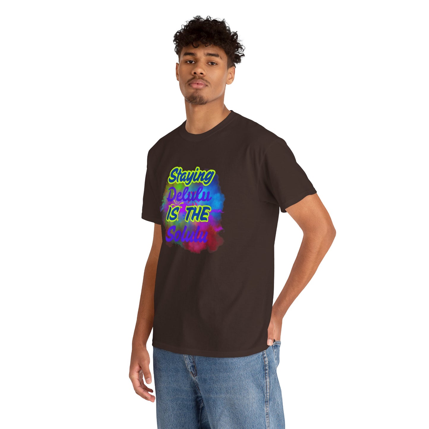Colorful Staying Delulu Unisex Heavy Cotton Tee - Fun and Relaxed Vibe
