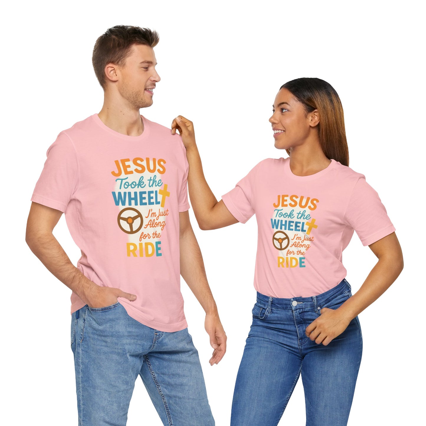 Jesus Took the Wheel Tee, Christian Shirt for Faith, Spiritual Gifts, Inspirational Top, Casual Wear, Religious Apparel