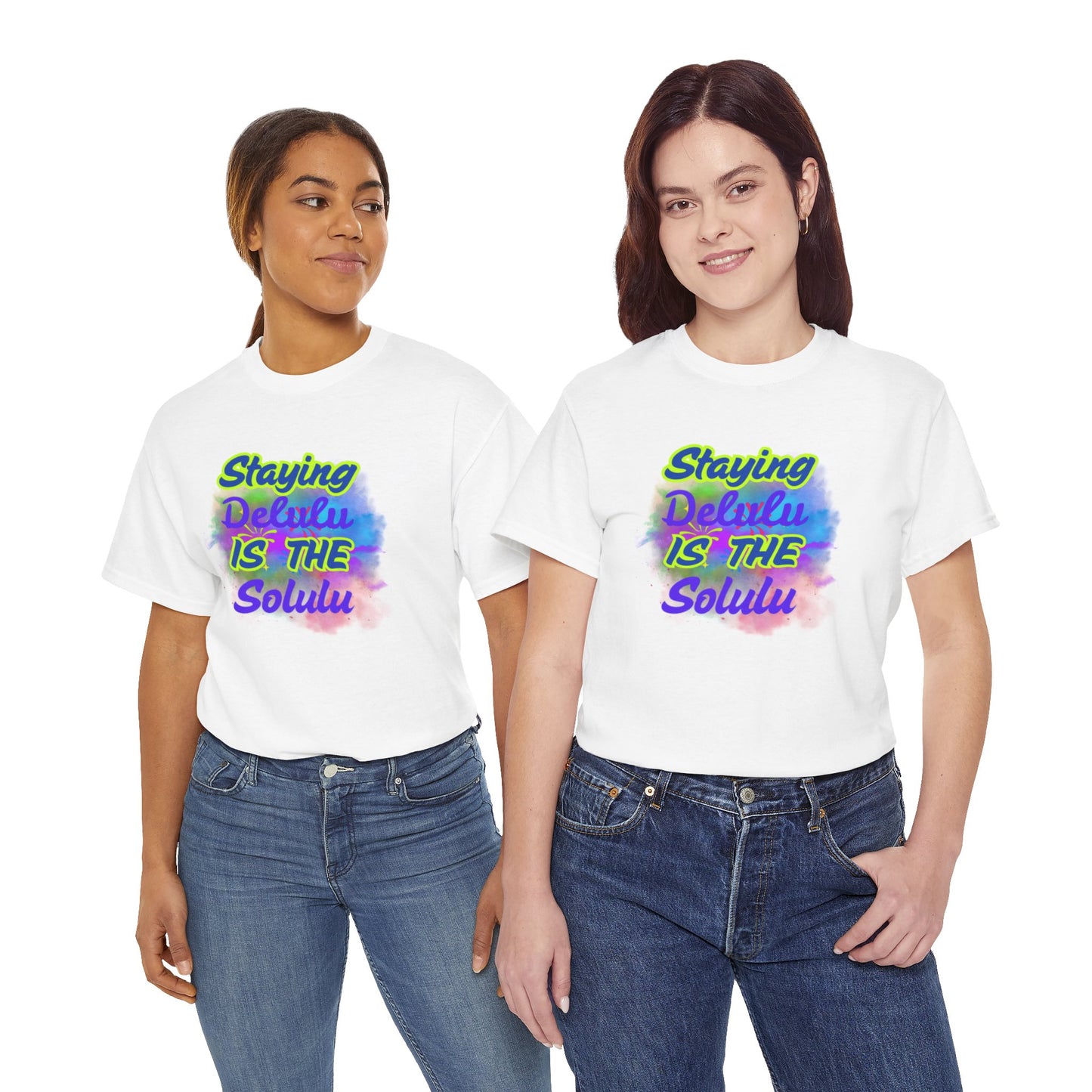 Colorful Staying Delulu Unisex Heavy Cotton Tee - Fun and Relaxed Vibe