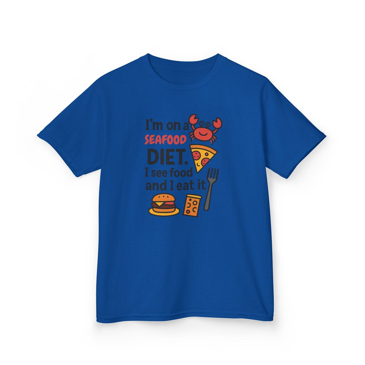 Kids Seafood Diet Tee - Fun Humor Shirt for Seafood Lovers, Birthday Gift, Cute Graphic T-Shirt, Children's Casual Wear, Party Outfit