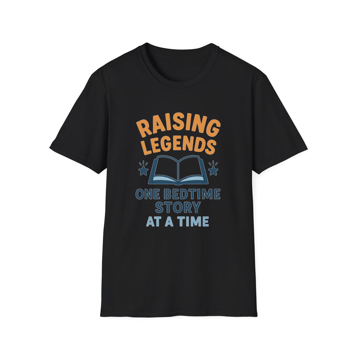 Raising Legends Bedtime Story T-Shirt, Unisex Softstyle Tee for Parents, Gift for Baby Showers, Kids' Birthdays, Cozy Casual Wear