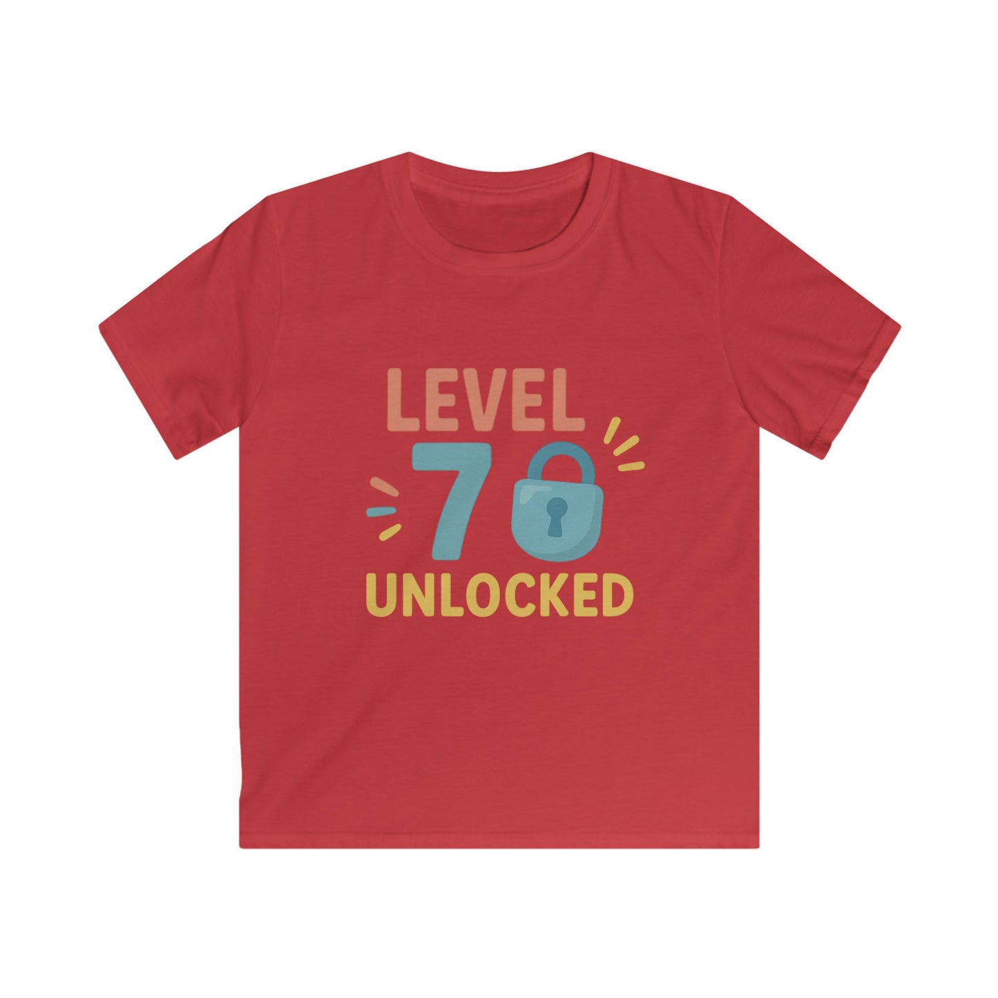 Kids Gaming Tee, Fun Level 70 Unlocked Shirt for Kids, Perfect for Birthdays, Gaming Parties, or Celebrations