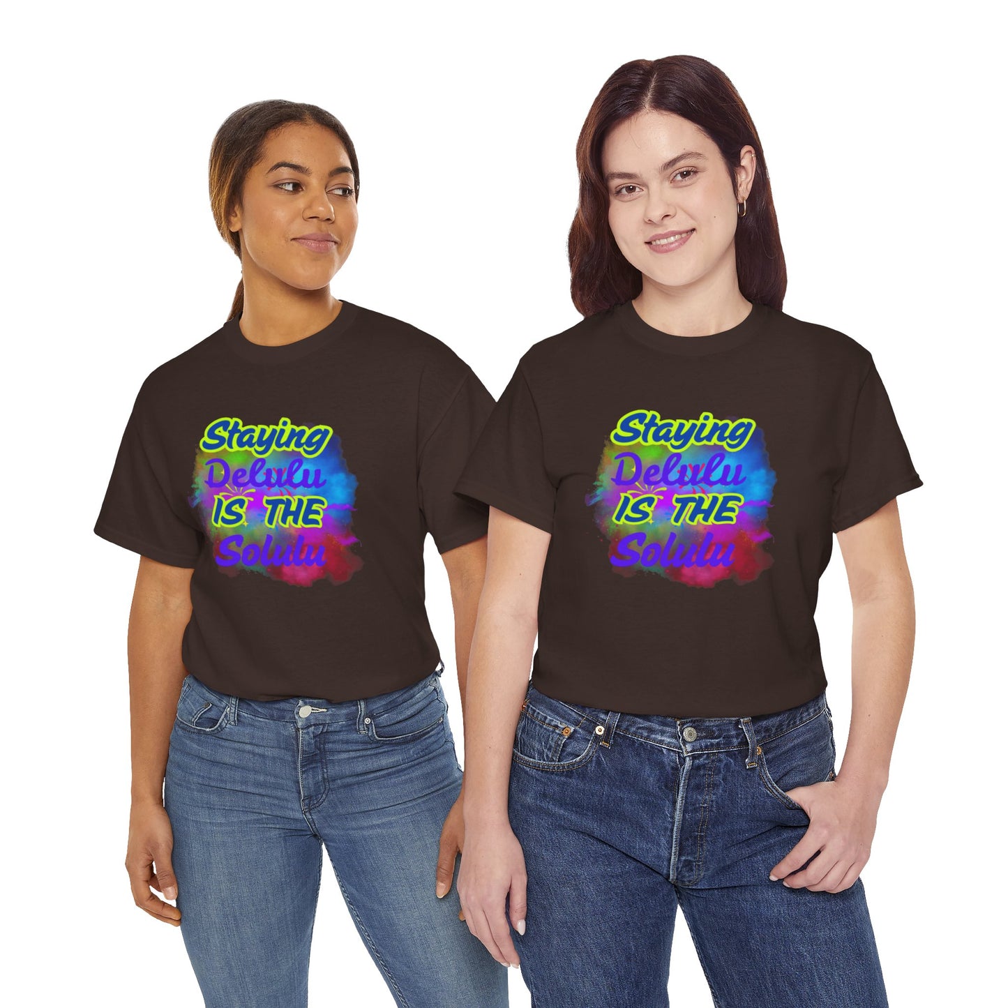 Colorful Staying Delulu Unisex Heavy Cotton Tee - Fun and Relaxed Vibe