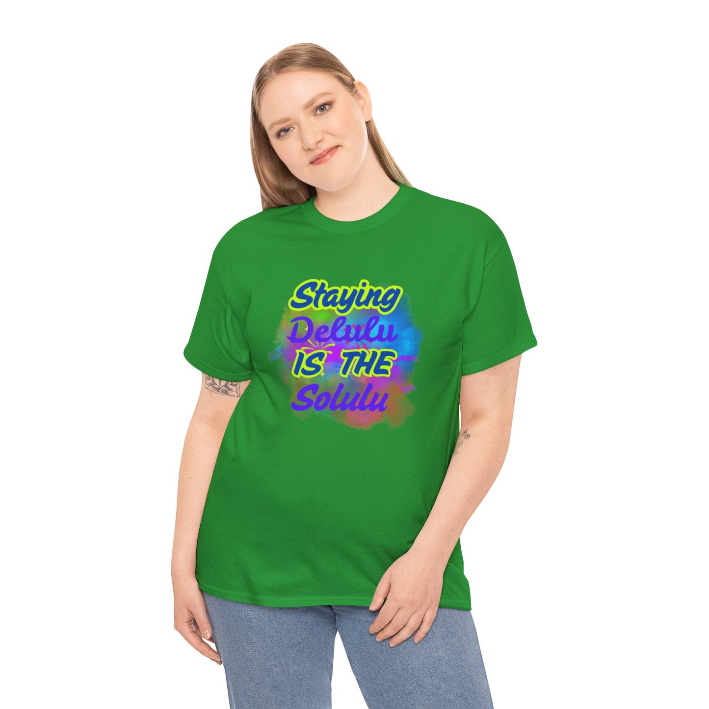Colorful Staying Delulu Unisex Heavy Cotton Tee - Fun and Relaxed Vibe