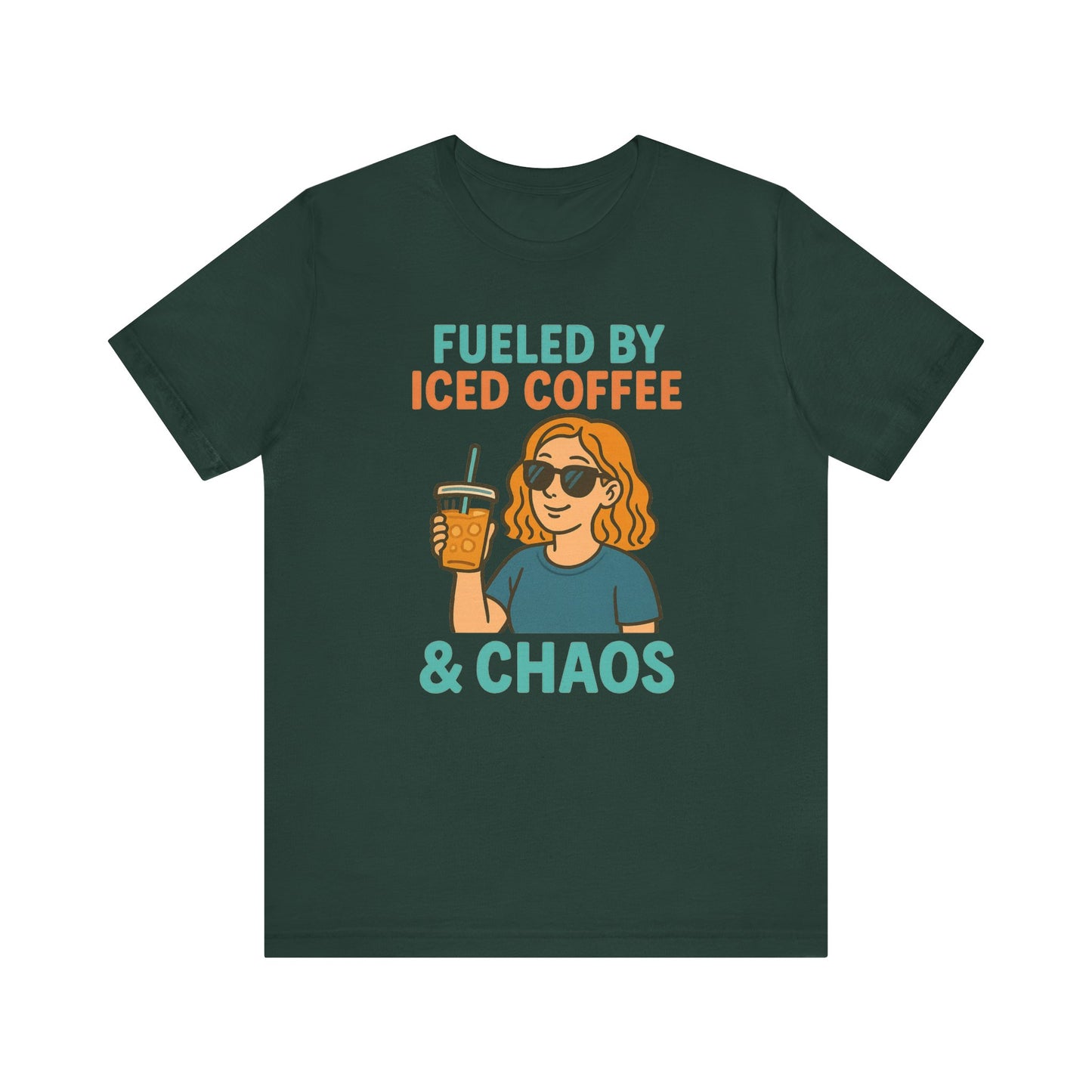 Fueled by Iced Coffee Unisex Tee, Summer Vibe Shirt, Coffee Lover Gift, Casual Wear, Gift for Friends, Funny Graphic Tee