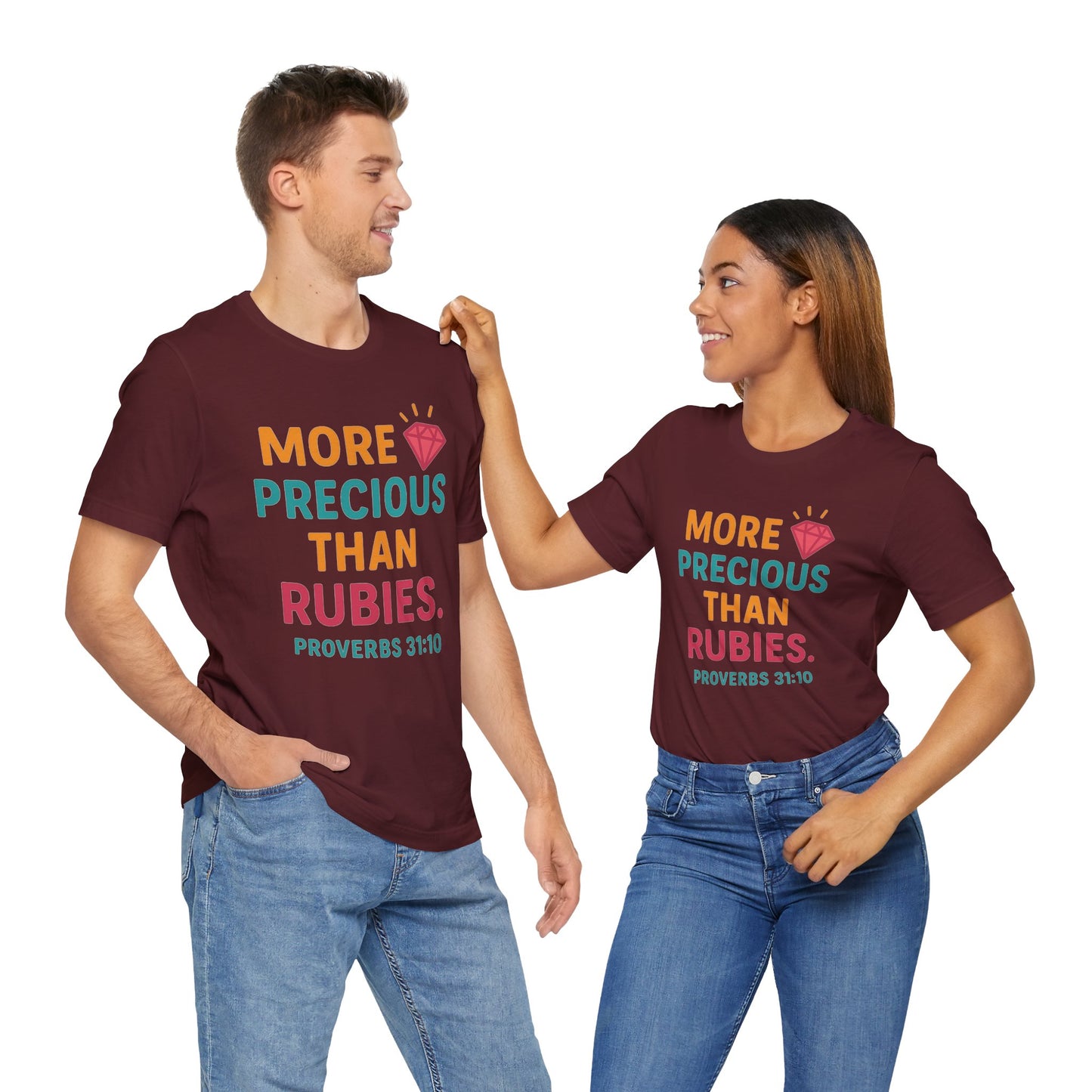 More Precious Than Rubies Tee, Inspirational T-Shirt, Faith-Based Clothing, Christian Gift, Bible Verse Apparel