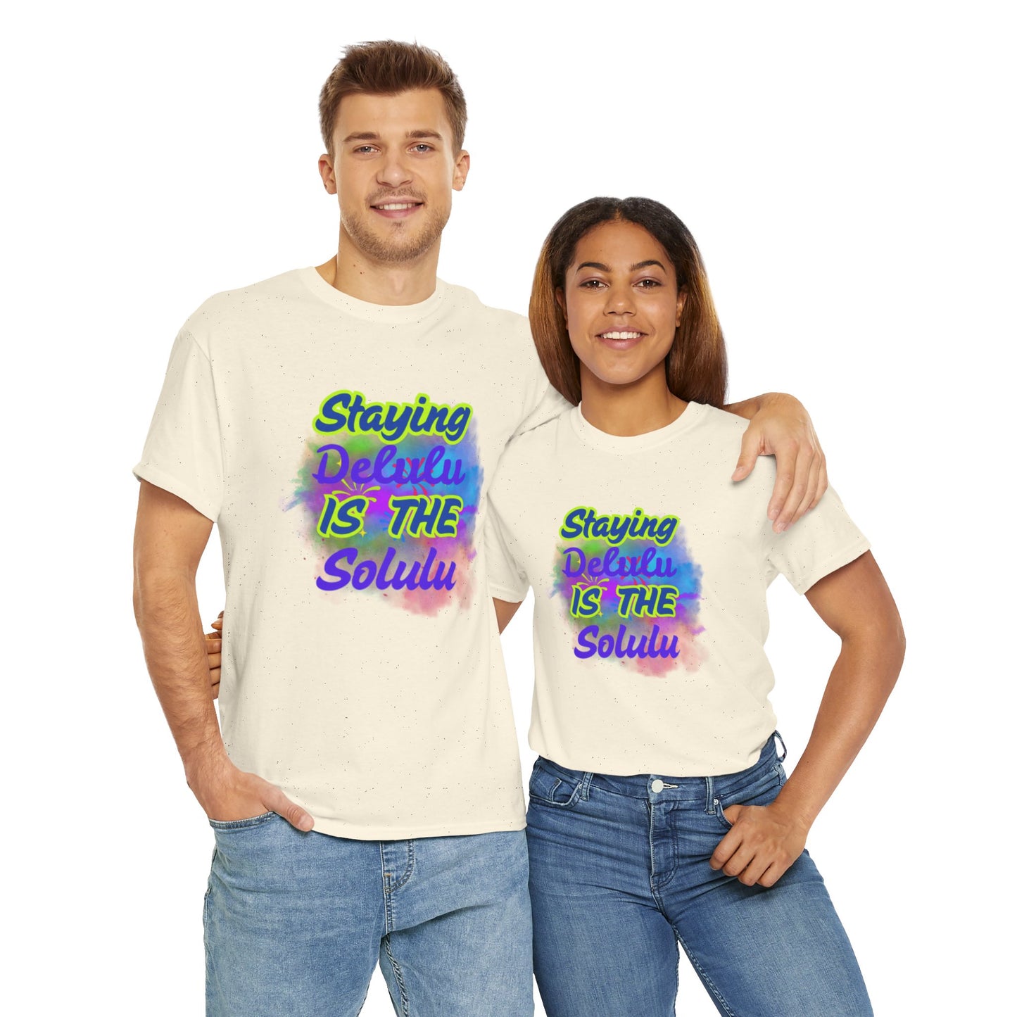 Colorful Staying Delulu Unisex Heavy Cotton Tee - Fun and Relaxed Vibe