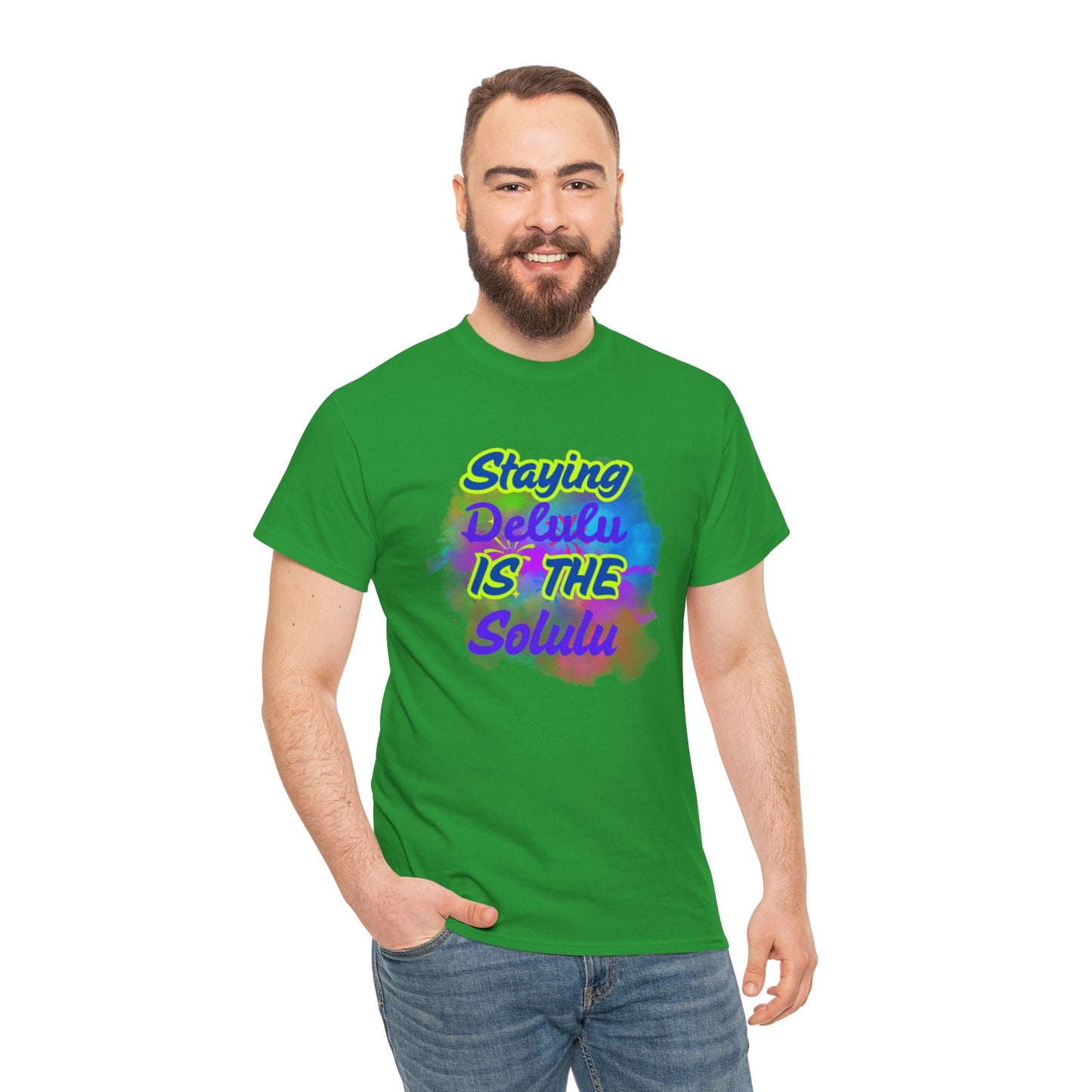 Colorful Staying Delulu Unisex Heavy Cotton Tee - Fun and Relaxed Vibe