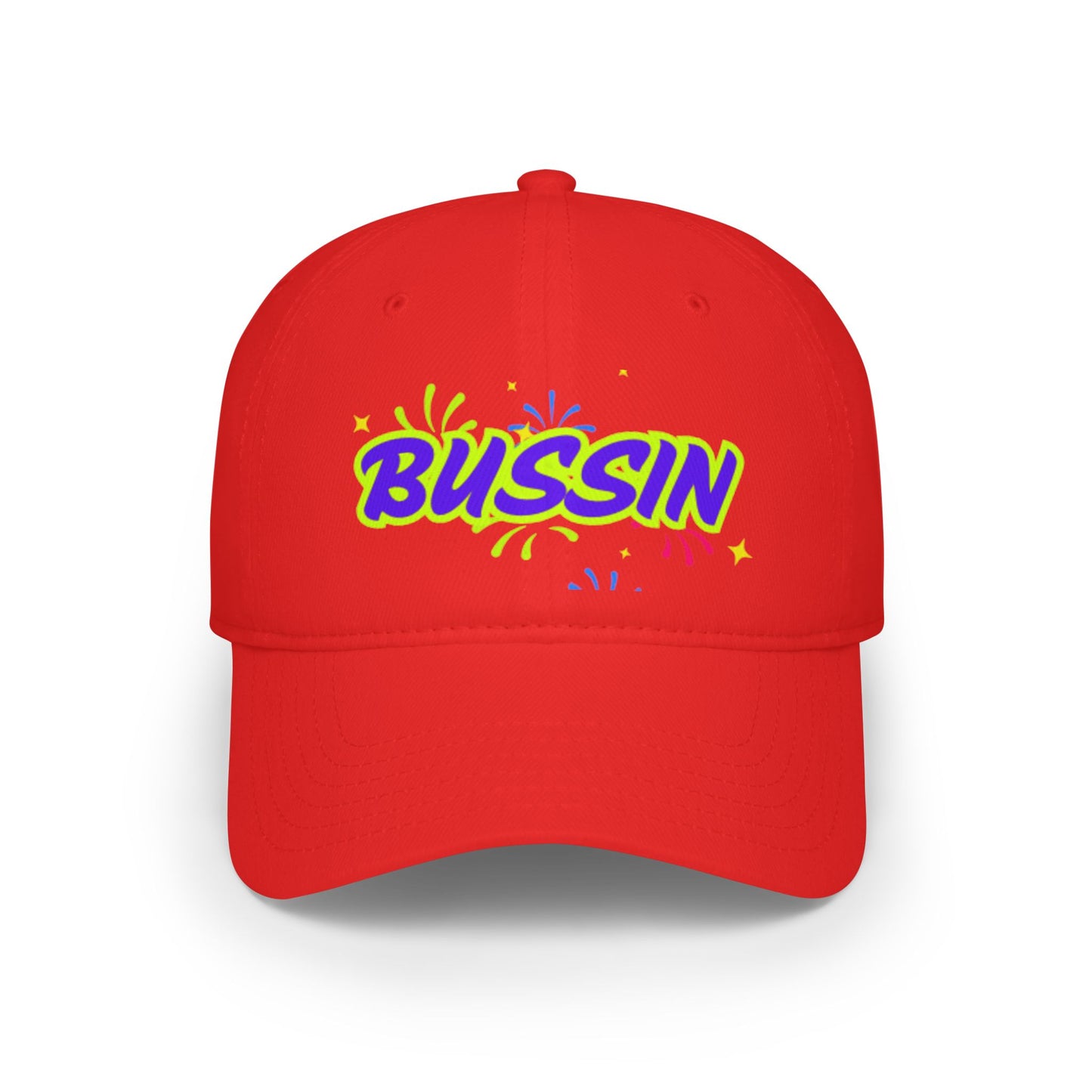 Bussin Low Profile Baseball Cap - Fun Red Cap for Casual Outings & Celebrations