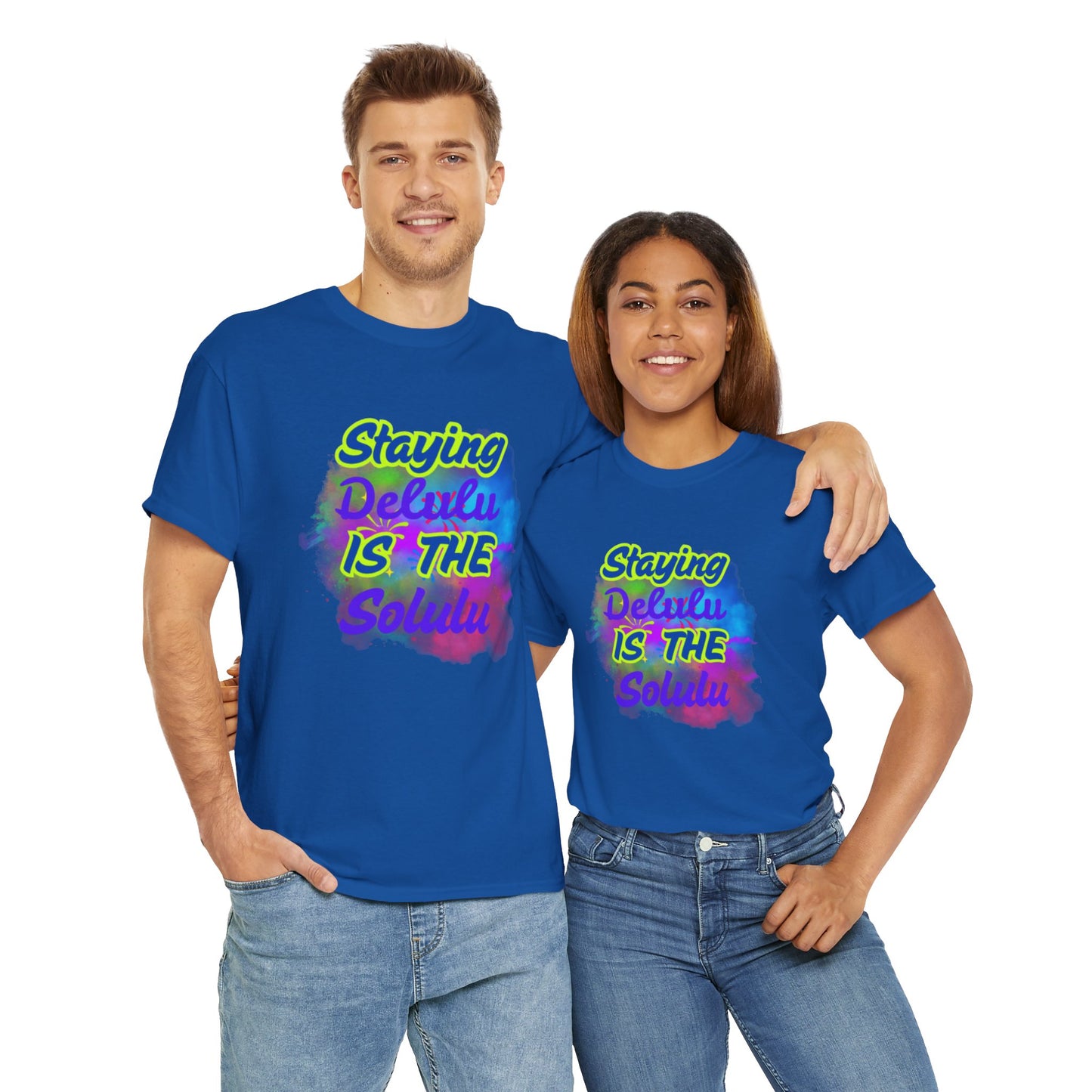 Colorful Staying Delulu Unisex Heavy Cotton Tee - Fun and Relaxed Vibe