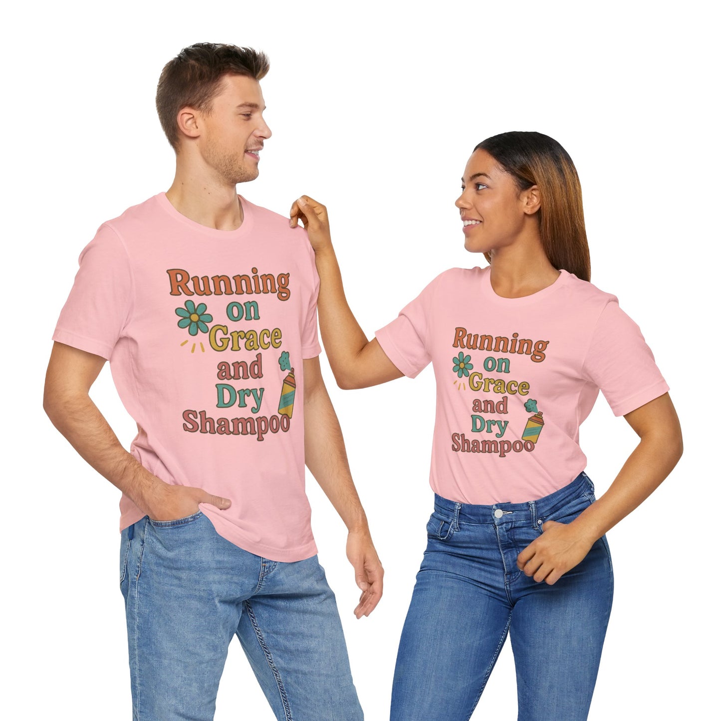 Running on Grace and Dry Shampoo Tee, Funny T-Shirt for Moms, Comfortable Everyday Wear, Gift for Hair Lovers, Trendy Casual Style
