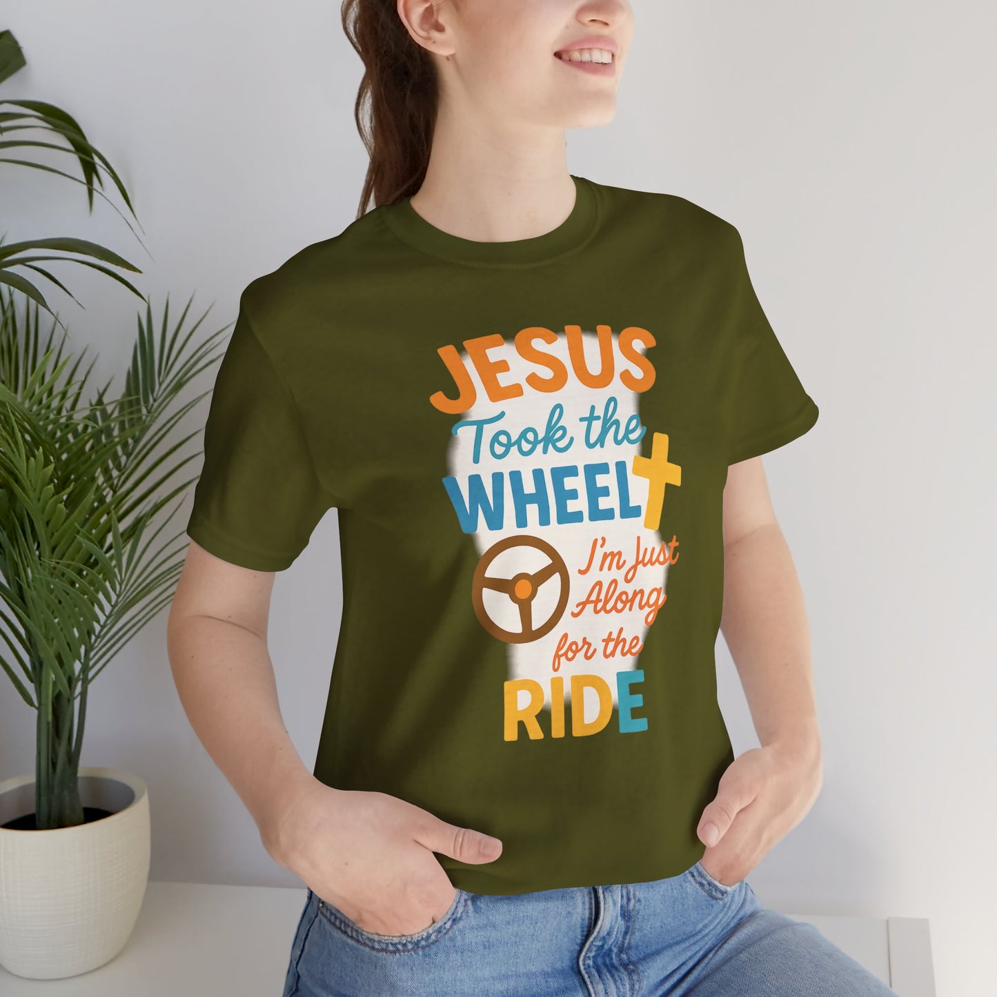 Jesus Took the Wheel Tee, Christian Shirt for Faith, Spiritual Gifts, Inspirational Top, Casual Wear, Religious Apparel