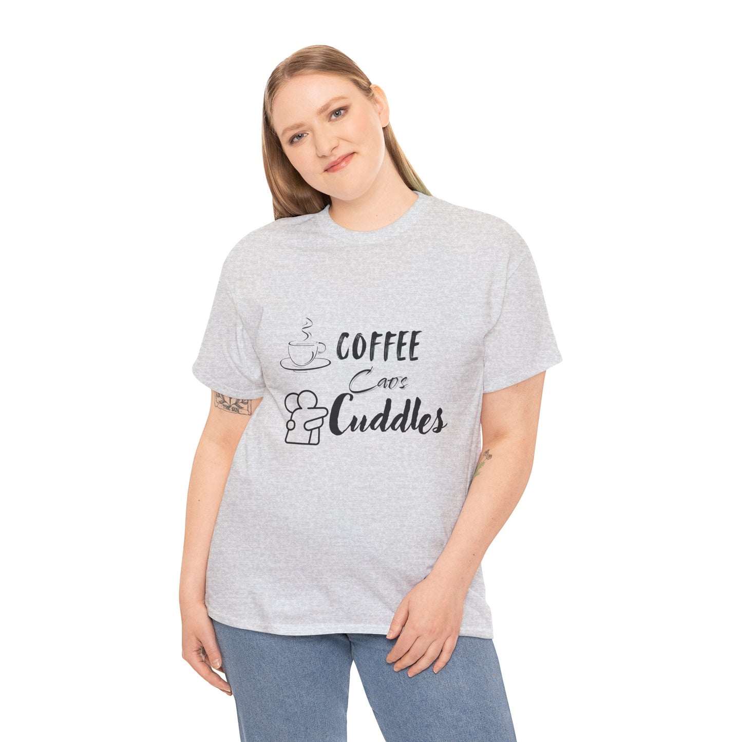 Cozy Coffee Cuddles Unisex Heavy Cotton Tee- Women