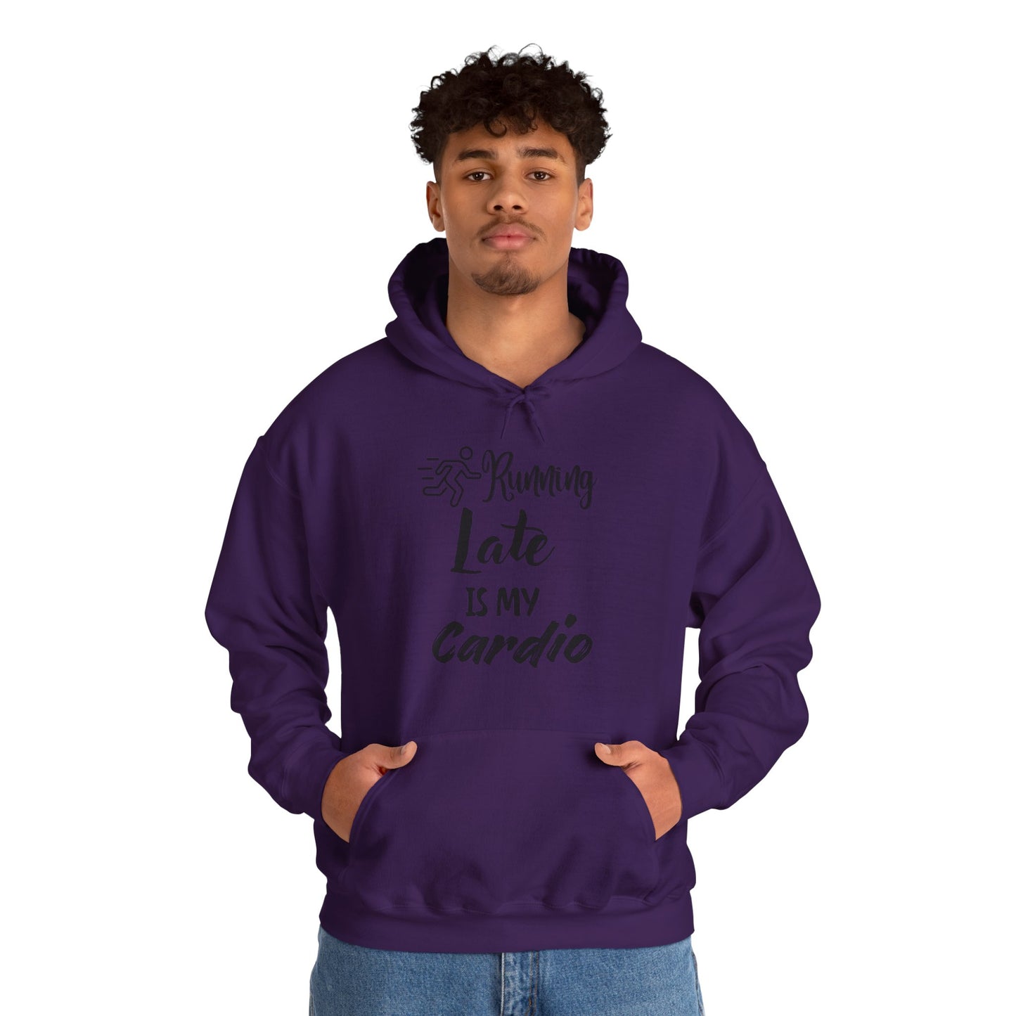 Running Late is My Cardio Hoodie - Unisex Heavy Blend Sweatshirt for Fitness Lovers