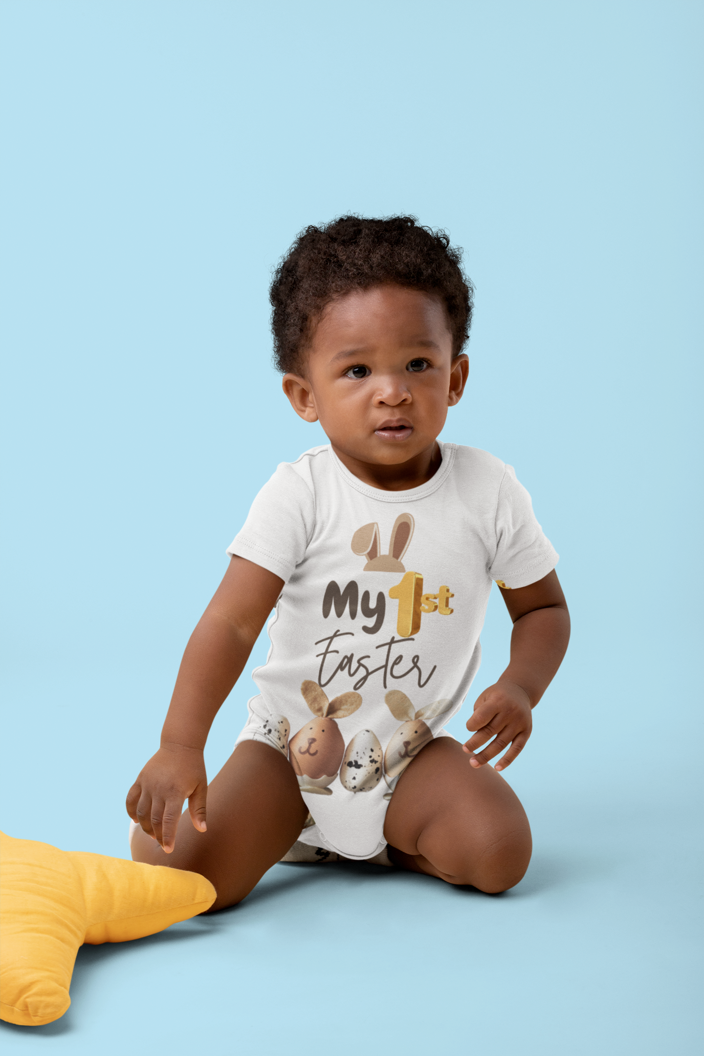 My 1st Easter Infant Long Sleeve Bodysuit - Cute Bunny & Egg Design