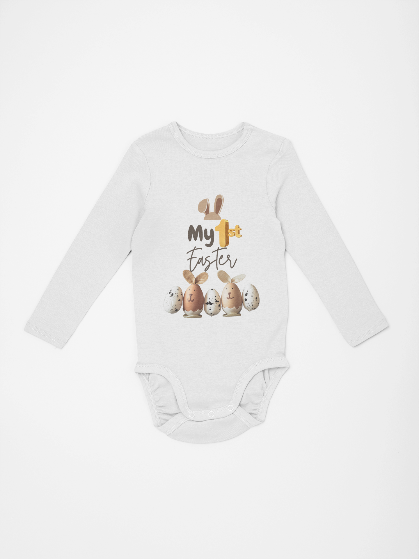 My 1st Easter Infant Long Sleeve Bodysuit - Cute Bunny & Egg Design