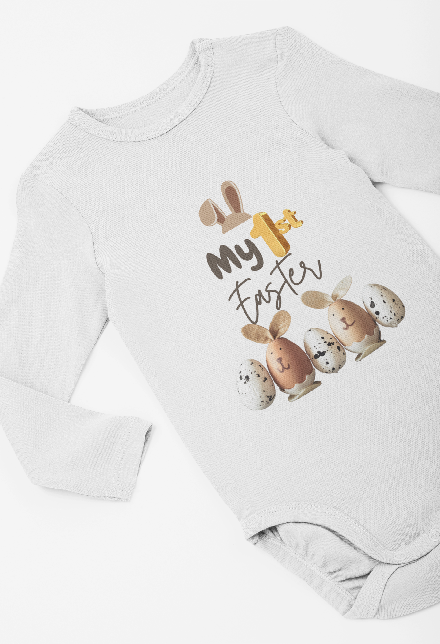 My 1st Easter Infant Long Sleeve Bodysuit - Cute Bunny & Egg Design