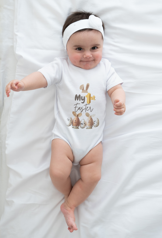 My 1st Easter Infant Long Sleeve Bodysuit - Cute Bunny & Egg Design