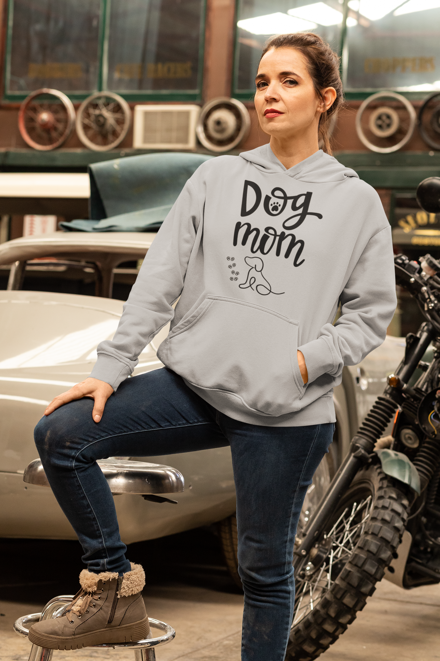 Dog Mom Hooded Sweatshirt, Cute Dog Lover Gift, Pet Owner Apparel, Cozy Sweatshirt for Dog Lovers, Animal Lover Hoodie