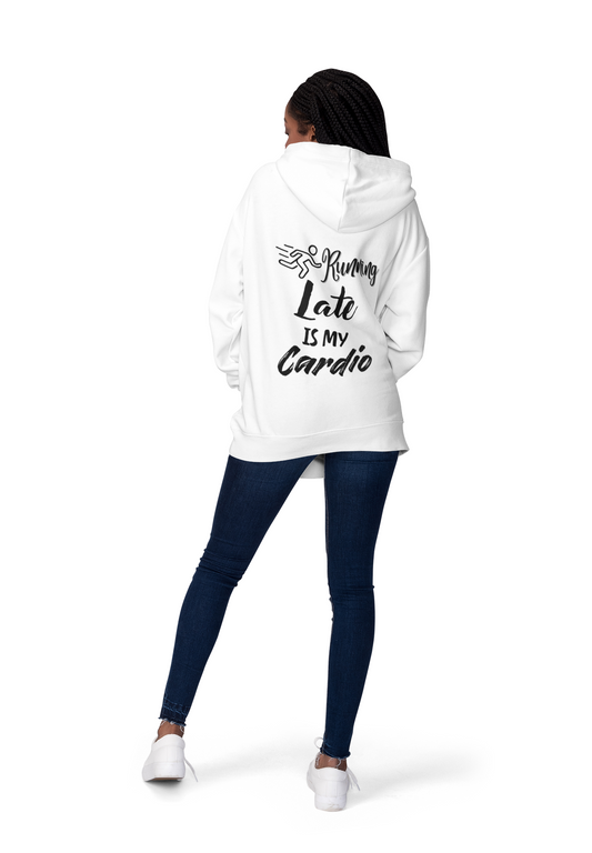 Running Late Is My Cardio Unisex Crewneck Sweatshirt - Cozy Activewear for Fitness Enthusiasts - Back print only