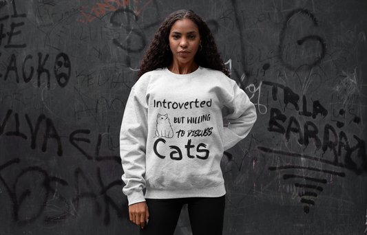Introverted Cats Crewneck Sweatshirt - Perfect for Cat Lovers and Introverts
