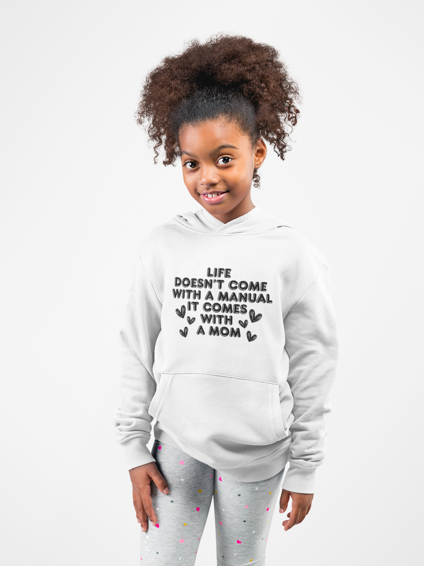 Youth Hooded Sweatshirt - 'Life Doesn't Come With a Manual' Design for Moms