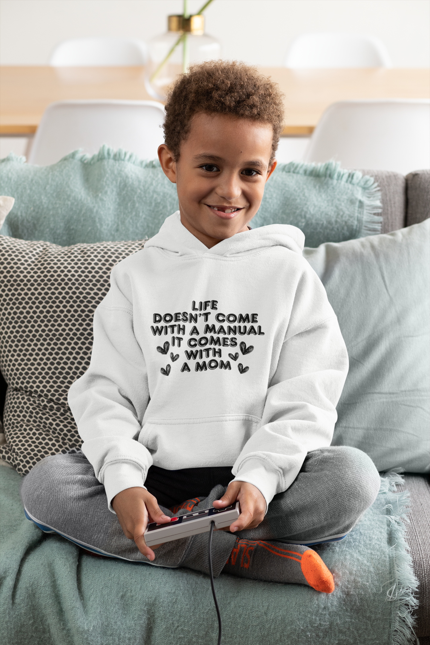 Youth Hooded Sweatshirt - 'Life Doesn't Come With a Manual' Design for Moms
