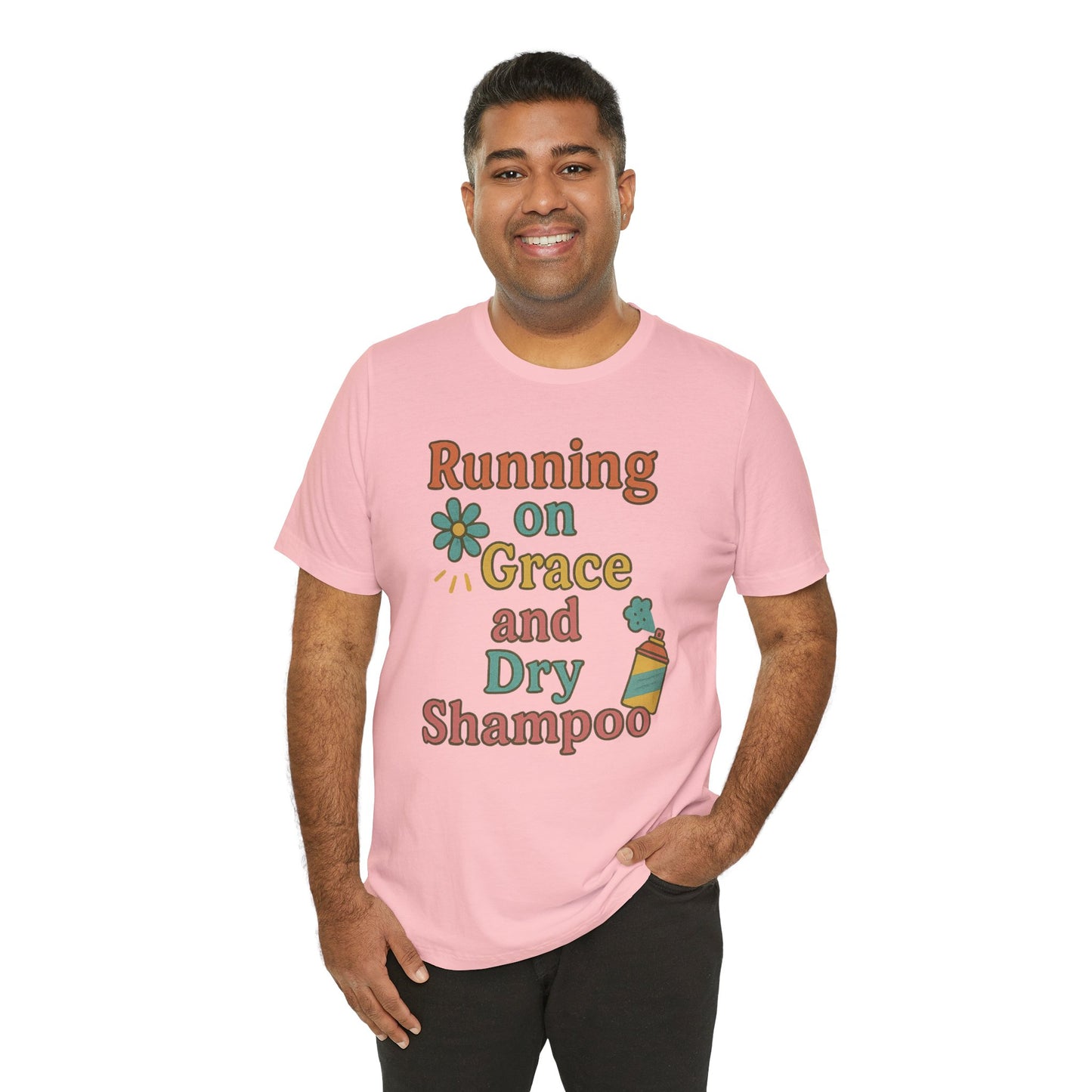 Running on Grace and Dry Shampoo Tee, Funny T-Shirt for Moms, Comfortable Everyday Wear, Gift for Hair Lovers, Trendy Casual Style