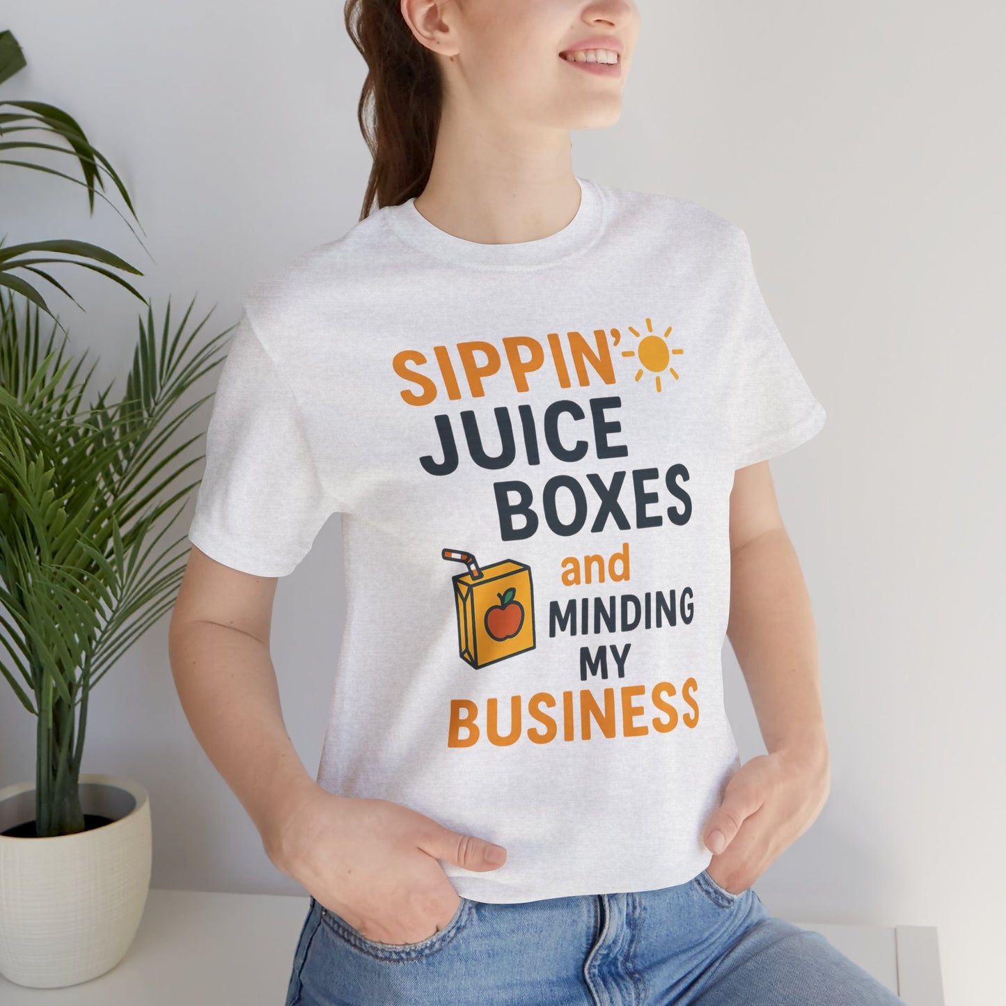 Sippin' Juice Boxes Graphic Tee, Fun Summer Shirt, Cute Gift for Kids, Playful Family Outing Top, Refreshing Summer Attire