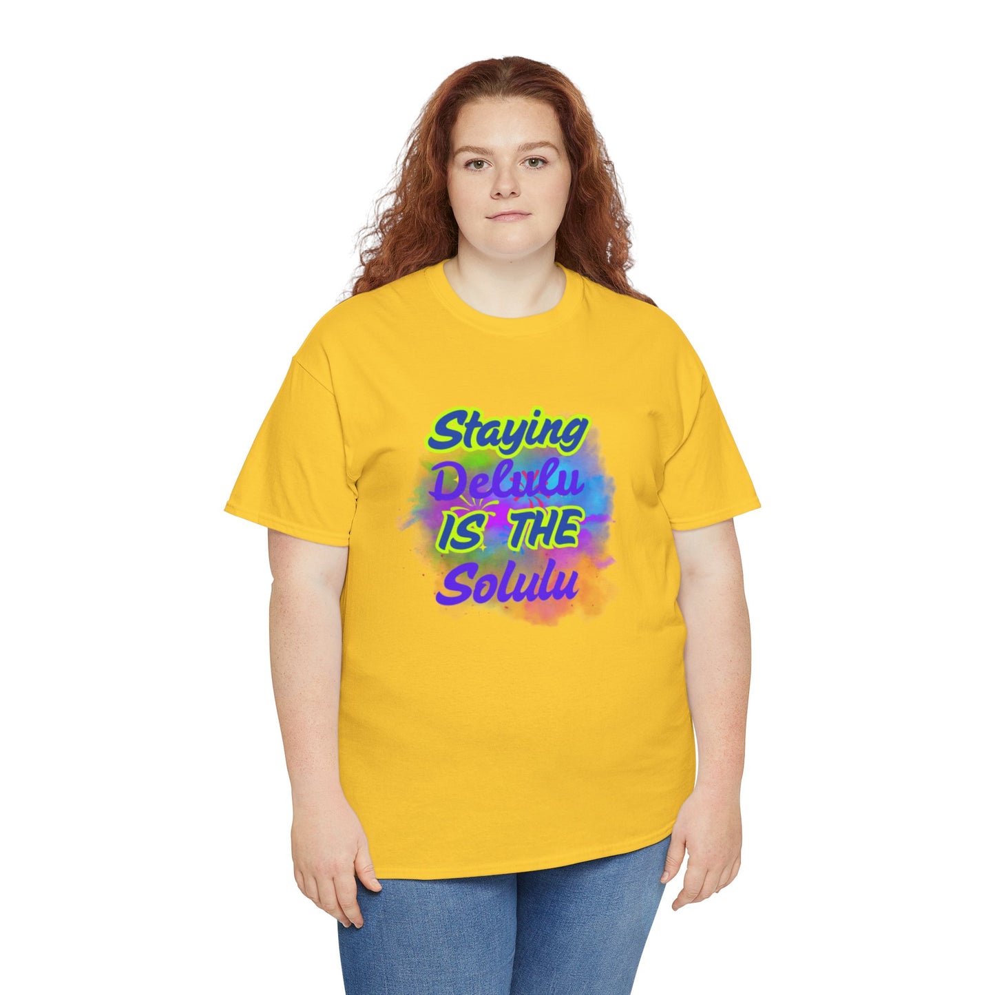 Colorful Staying Delulu Unisex Heavy Cotton Tee - Fun and Relaxed Vibe