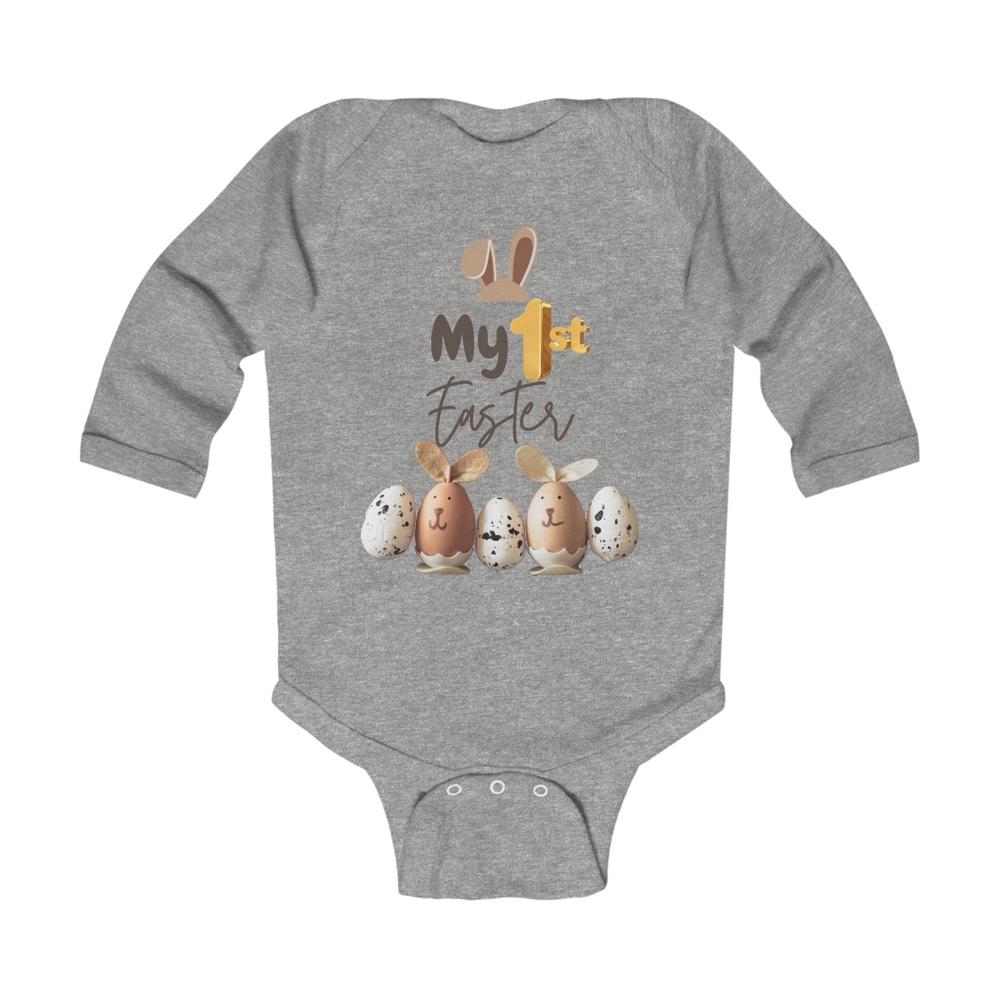 My 1st Easter Infant Long Sleeve Bodysuit - Cute Bunny & Egg Design