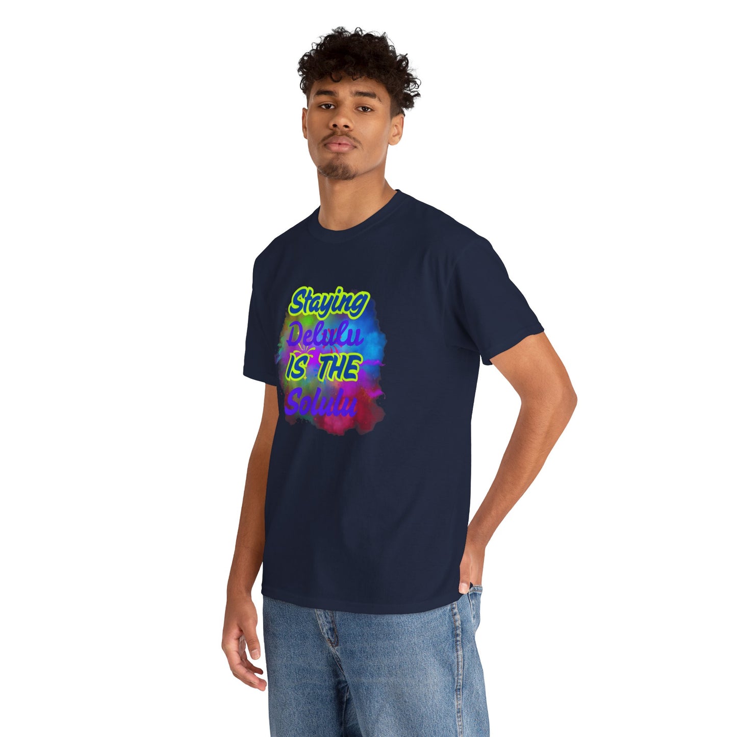 Colorful Staying Delulu Unisex Heavy Cotton Tee - Fun and Relaxed Vibe