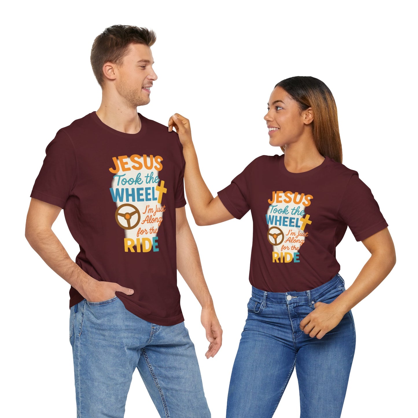 Jesus Took the Wheel Tee, Christian Shirt for Faith, Spiritual Gifts, Inspirational Top, Casual Wear, Religious Apparel