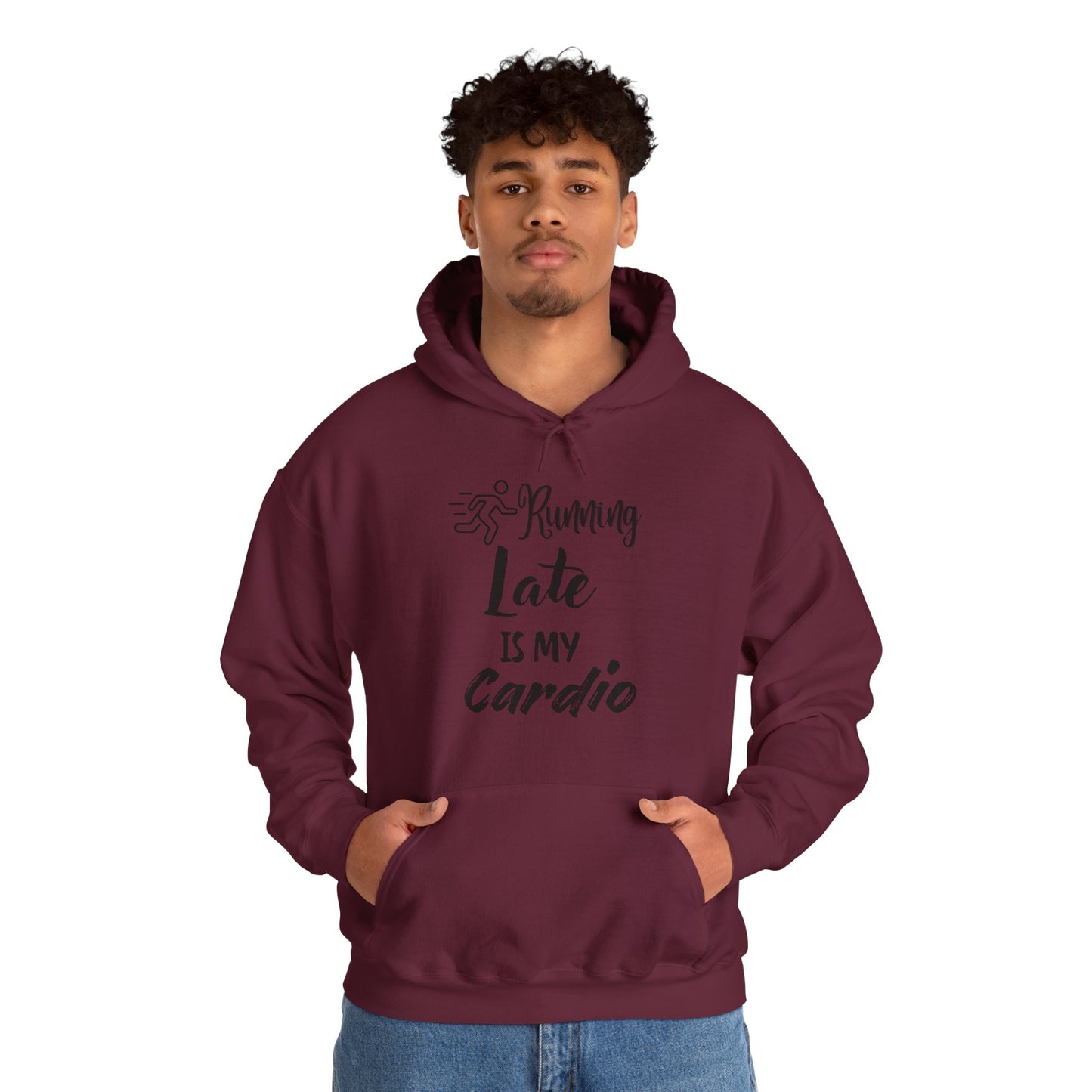 Running Late is My Cardio Hoodie - Unisex Heavy Blend Sweatshirt for Fitness Lovers