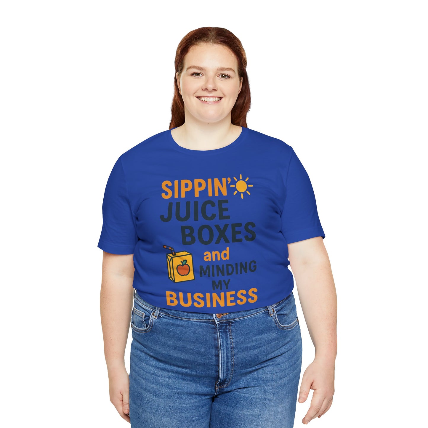 Sippin' Juice Boxes Graphic Tee, Fun Summer Shirt, Cute Gift for Kids, Playful Family Outing Top, Refreshing Summer Attire