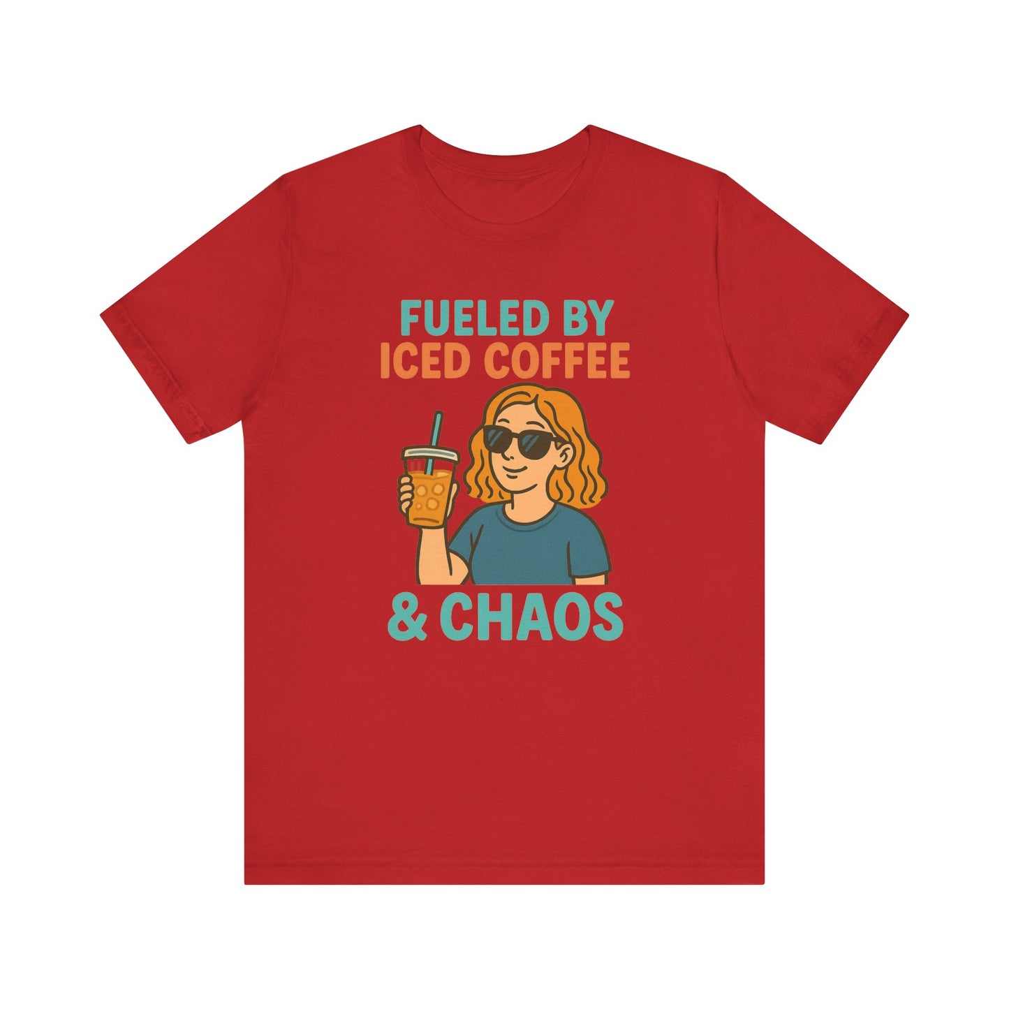 Fueled by Iced Coffee Unisex Tee, Summer Vibe Shirt, Coffee Lover Gift, Casual Wear, Gift for Friends, Funny Graphic Tee