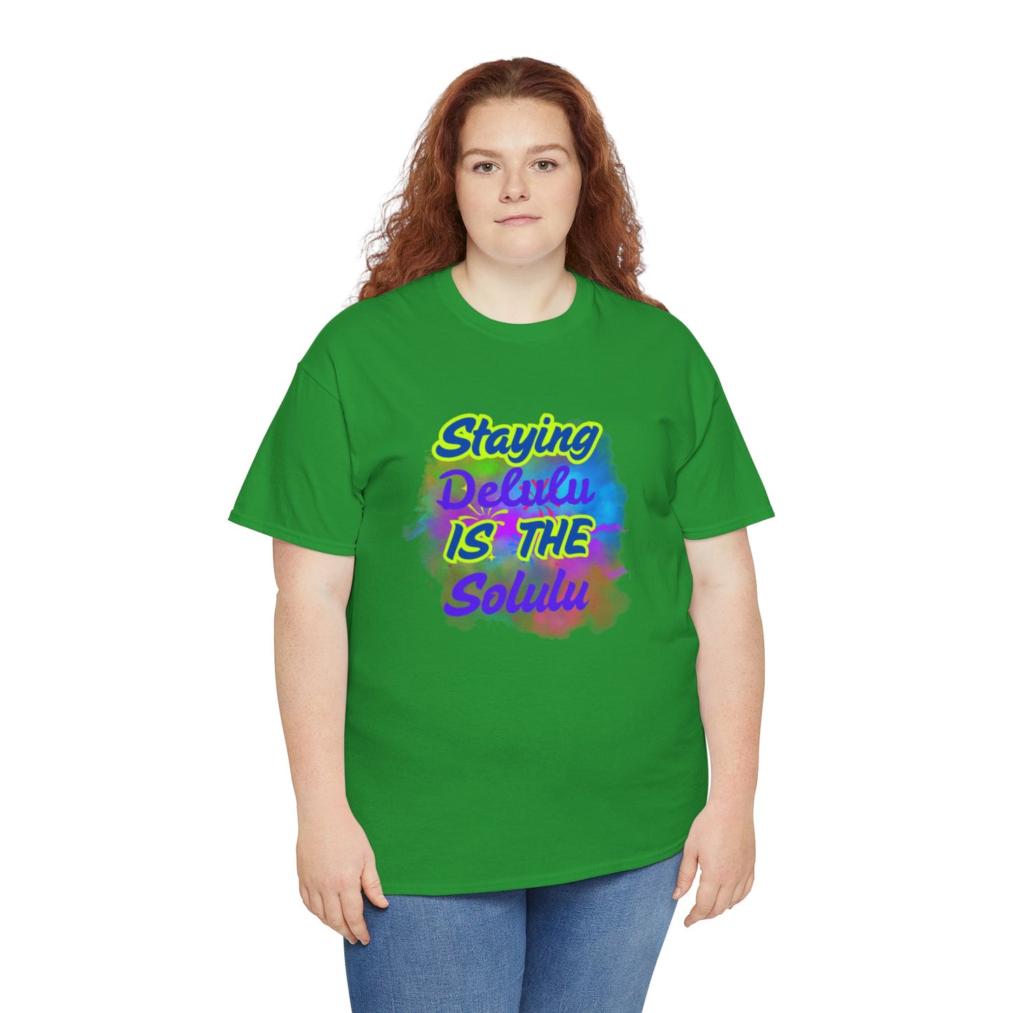 Colorful Staying Delulu Unisex Heavy Cotton Tee - Fun and Relaxed Vibe