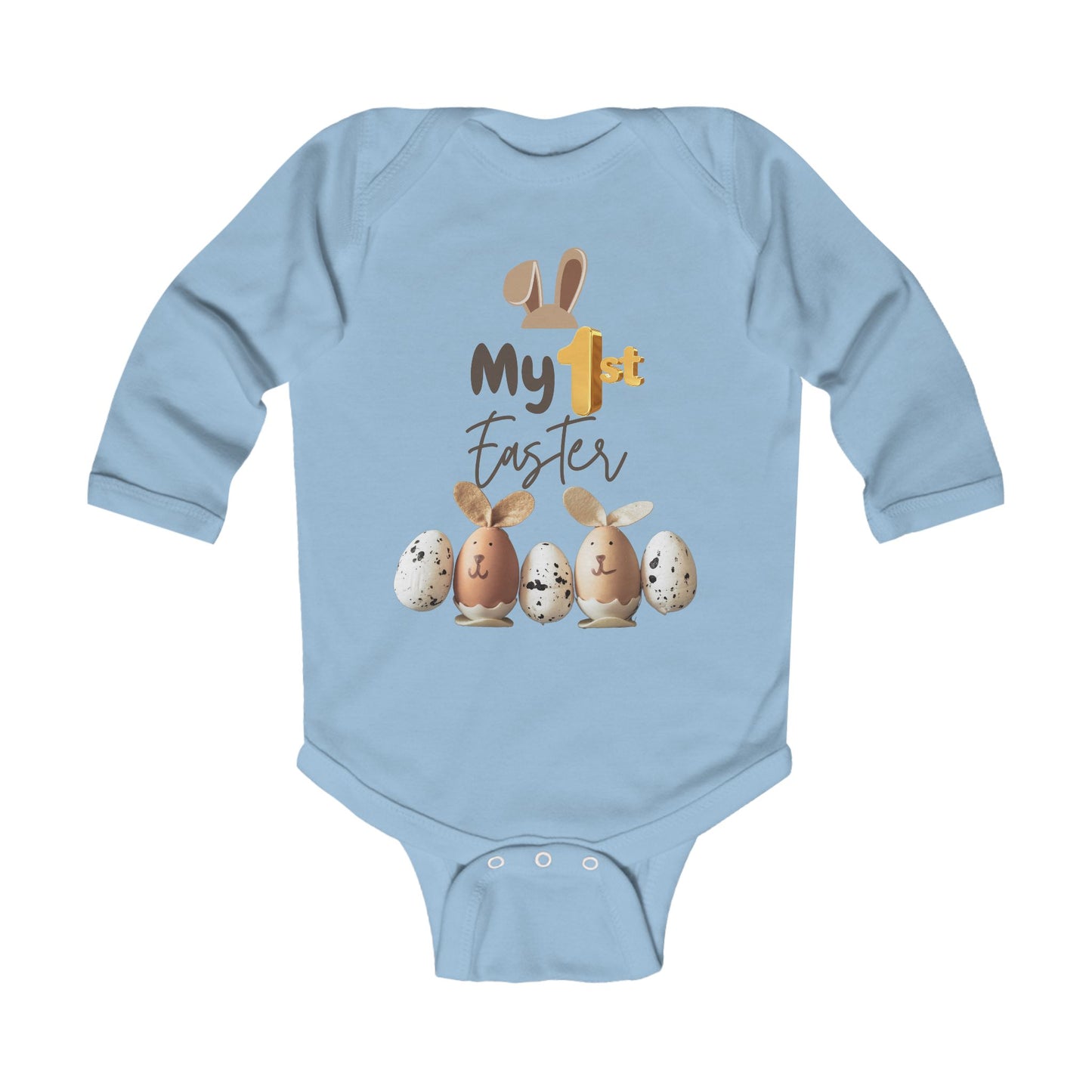My 1st Easter Infant Long Sleeve Bodysuit - Cute Bunny & Egg Design