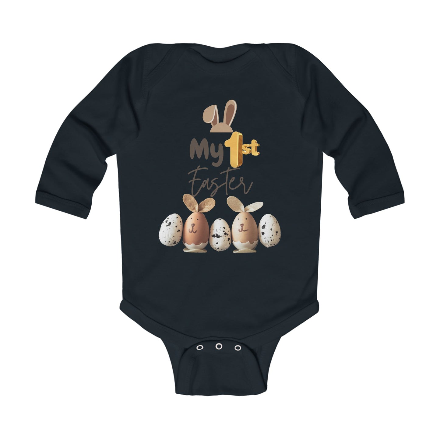 My 1st Easter Infant Long Sleeve Bodysuit - Cute Bunny & Egg Design
