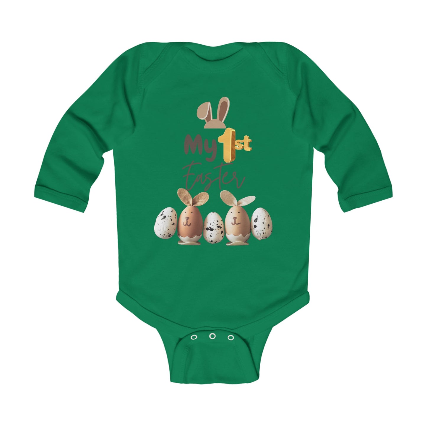 My 1st Easter Infant Long Sleeve Bodysuit - Cute Bunny & Egg Design
