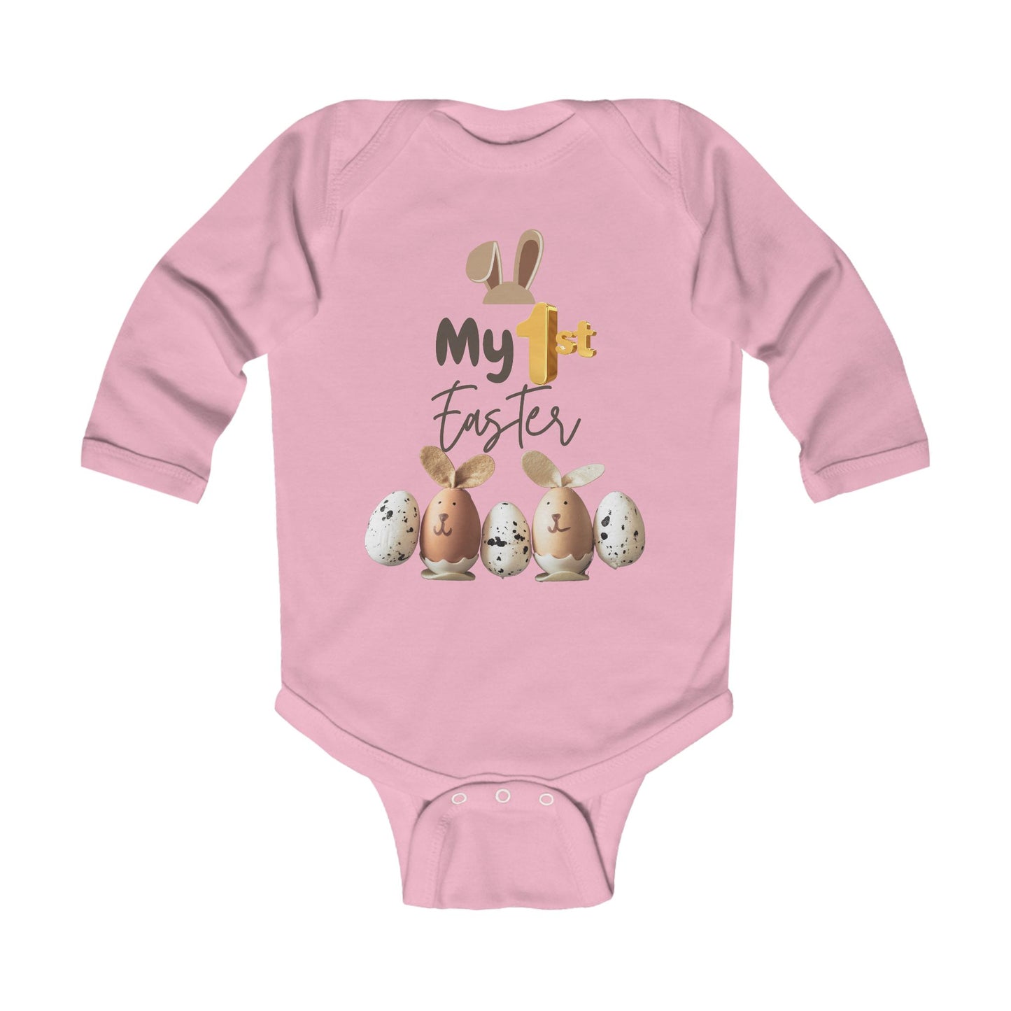 My 1st Easter Infant Long Sleeve Bodysuit - Cute Bunny & Egg Design